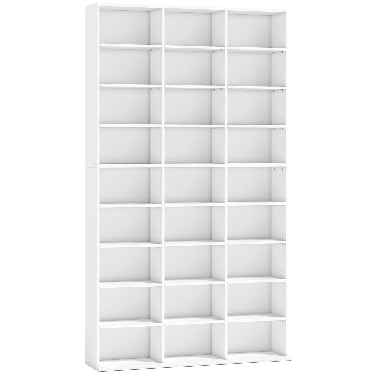 835 CD/500 DVD Storage Unit, Blu-ray Media Storage Shelf with 27 Compartments and 21 Adjustable Shelves, CD Tower for Living Room, Bedroom, Office, White