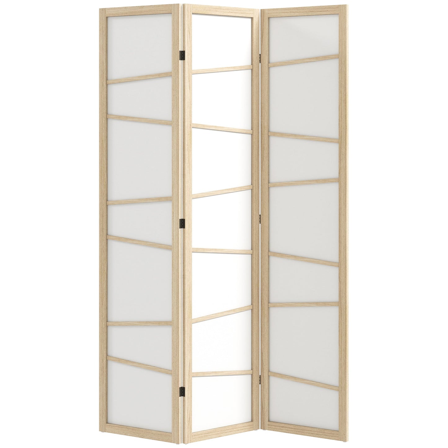 3 Panel Room Divider, Wooden Folding Privacy Screen, Freestanding Wall Partition Separator for Bedroom, Natural Wood Finish