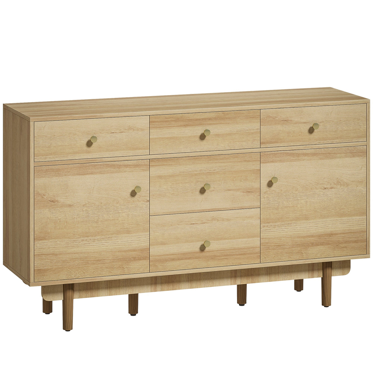 Modern Sideboard, Buffet Cabinet, Storage Cupboards with Adjustable Shelf, 5 Drawers and 2 Cabinets, 136 x 38 x 80 cm, for Living Room, Kitchen, Dining Room