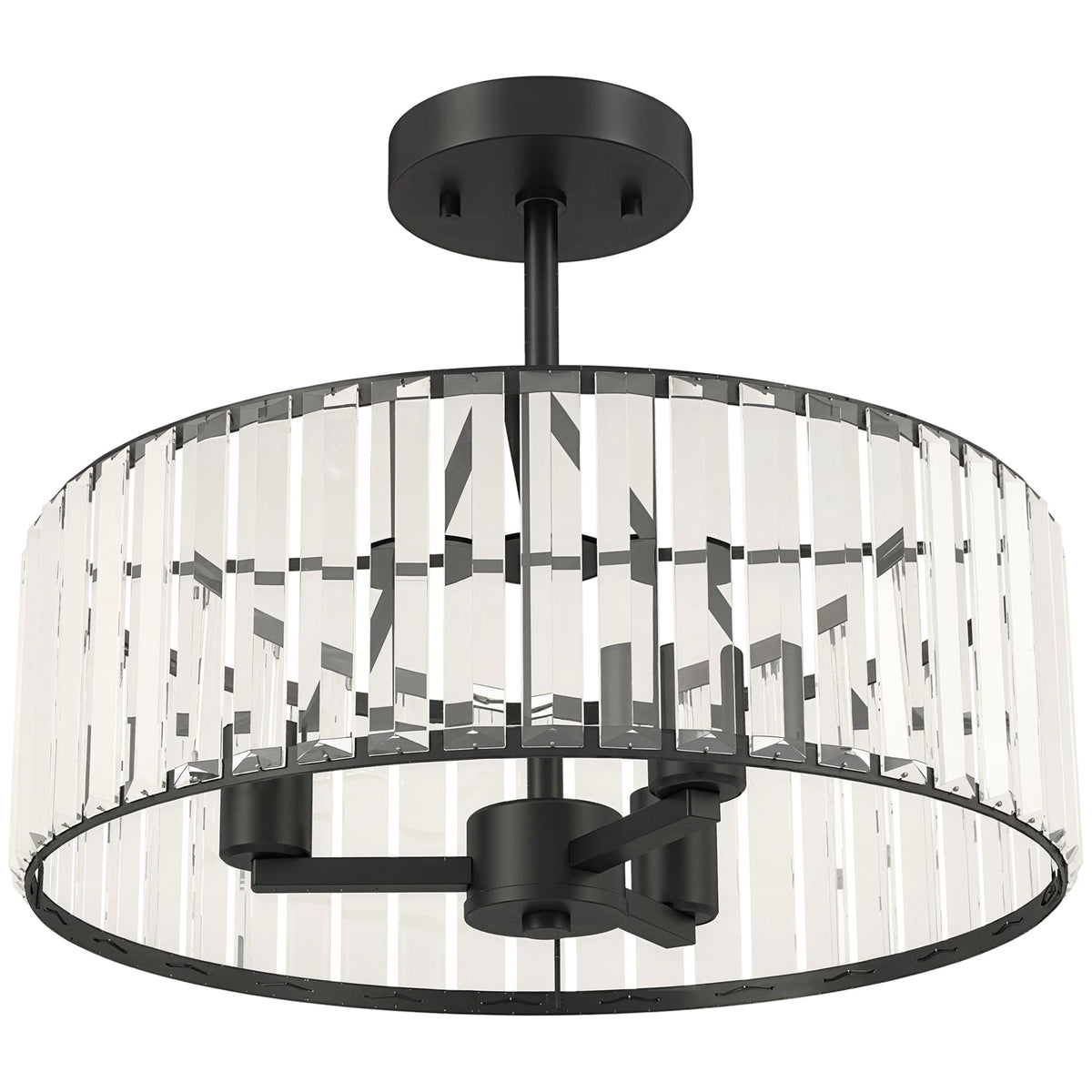 Crystal Ceiling Light Fixture, Semi Flush Mount Modern Crystal Chandelier Ceiling Light for Living Room, Bedroom, Hallway, Dining Room, E14 Base 3-Lights, Bulbs Not Included, Black