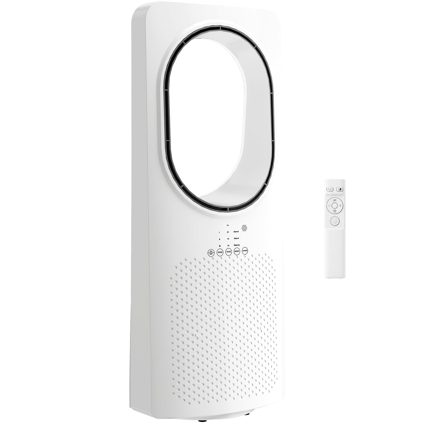 Bladeless Tower Fan for Bedroom, 36dB Standing Cooling Fan with 45° Oscillating, 3 Speeds, 3 Modes, 15H Timer, Touch Panel and Remote Control, White