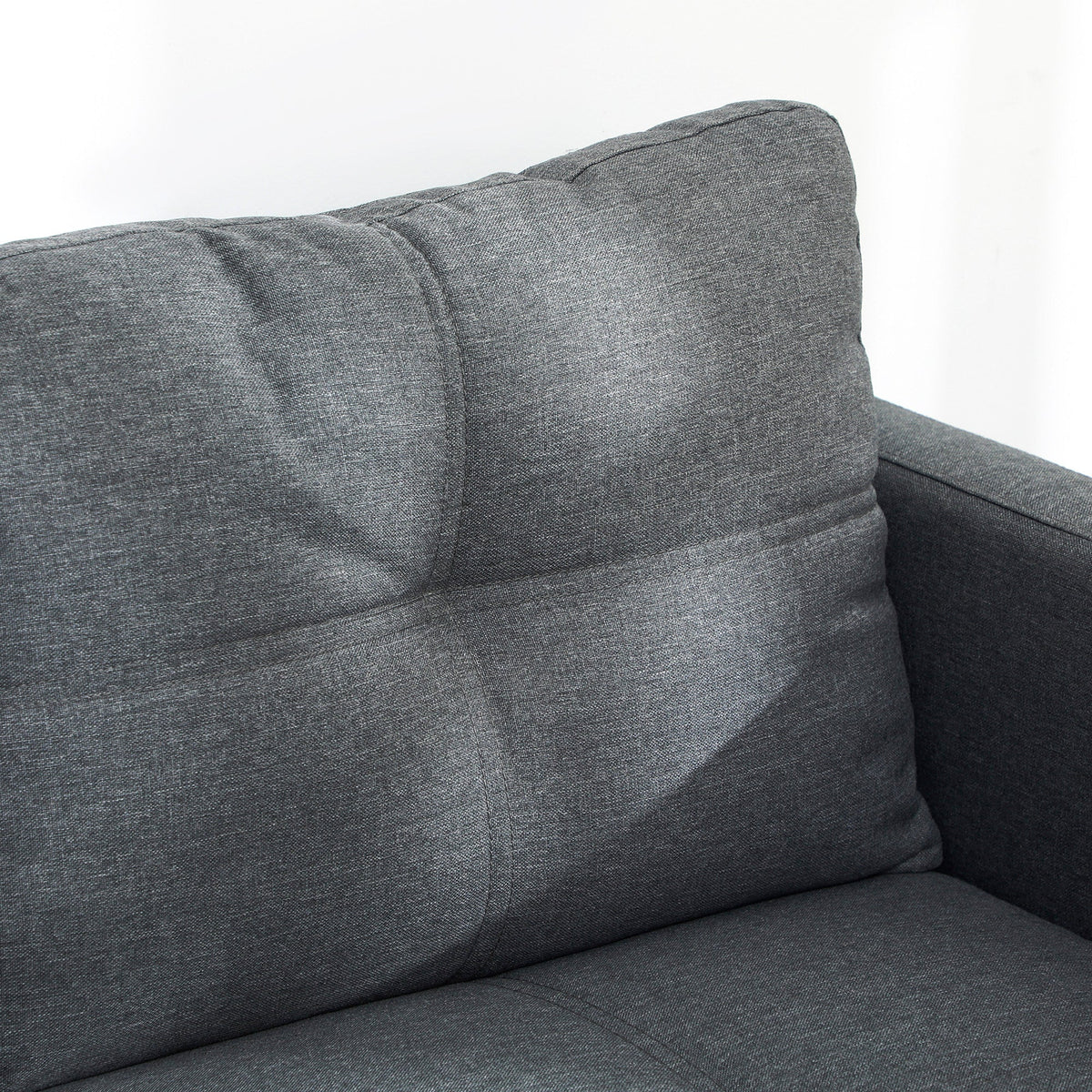HOMCOM 2 Seater Sofa for Living Room, 133cm Loveseat Sofa, Modern Fabric Couch with Steel Legs for Bedroom, Dark Grey