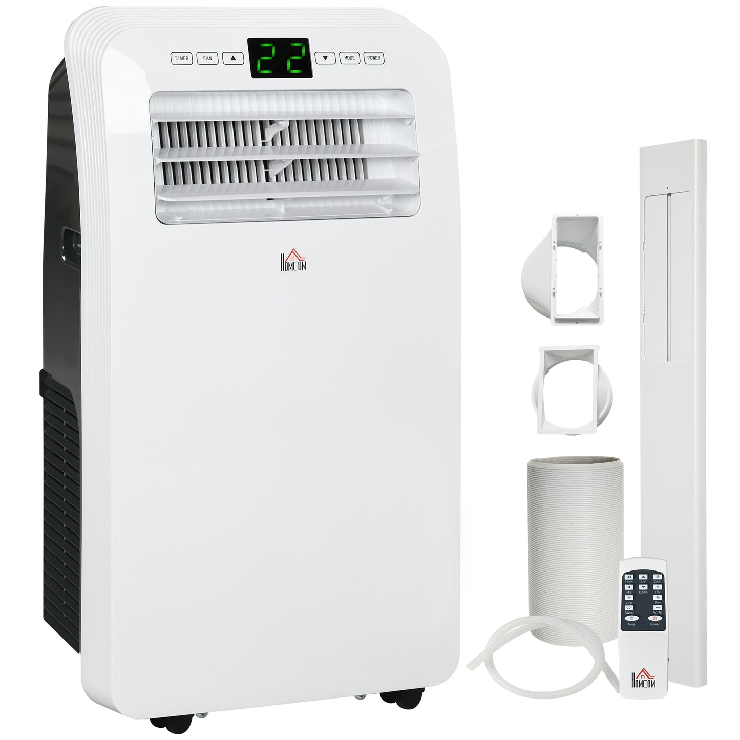 HOMCOM 12000 BTU Portable Air Conditioner, 3-in-1 Air Conditioning Unit, Dehumidifier, Cooling Fan with Remote Control, Digital Display, 3 Speeds, 24H Timer On/Off, Window Venting Kit, 28m²