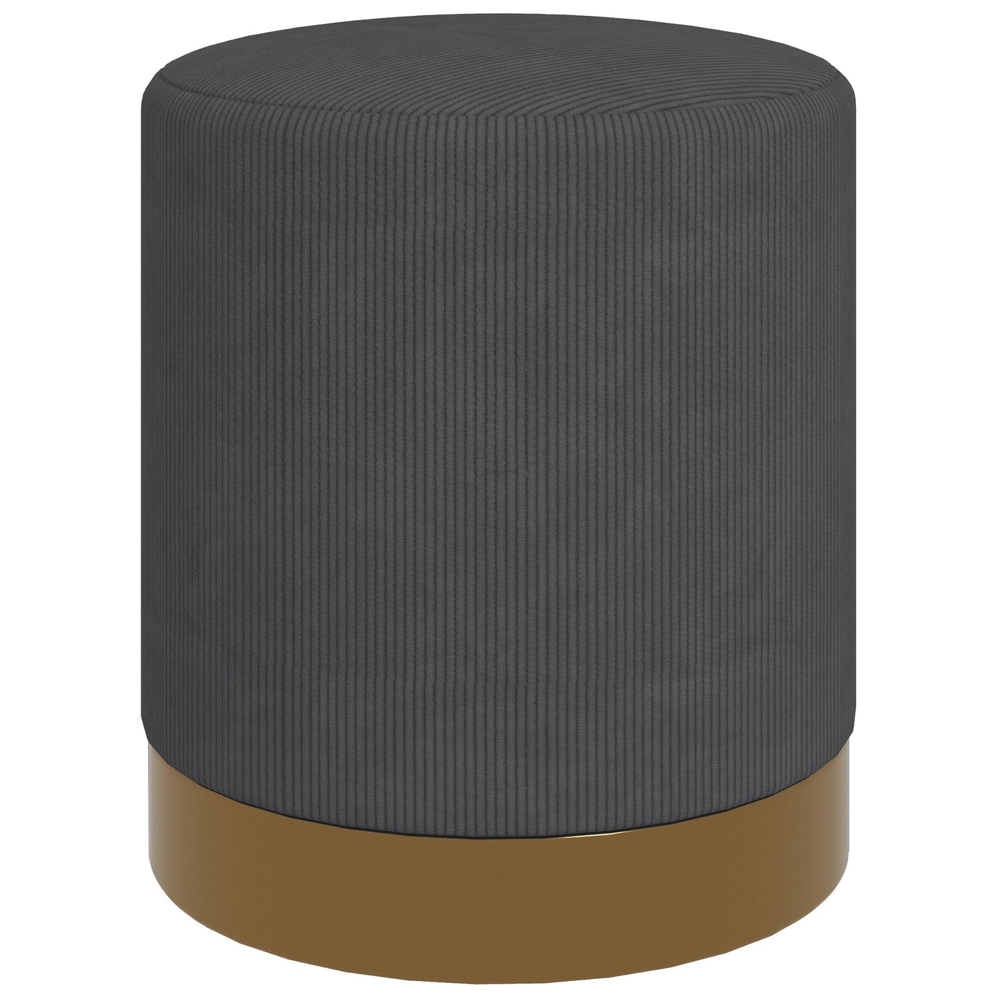 HOMCOM Modern Round Footstool, Corduroy Fabric Upholstered Foot Stool with Padded Seat for Living Room, Entryway, Charcoal Grey