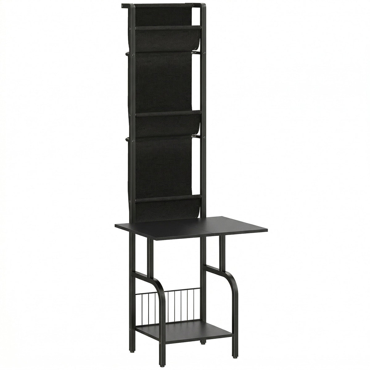 Vinyl Record Storage with Player Stand, Turntable Stand and Display Shelf, CD Storage Unit for Up to 40 CDs, Record Player Table for Living Room or Bedroom, Black