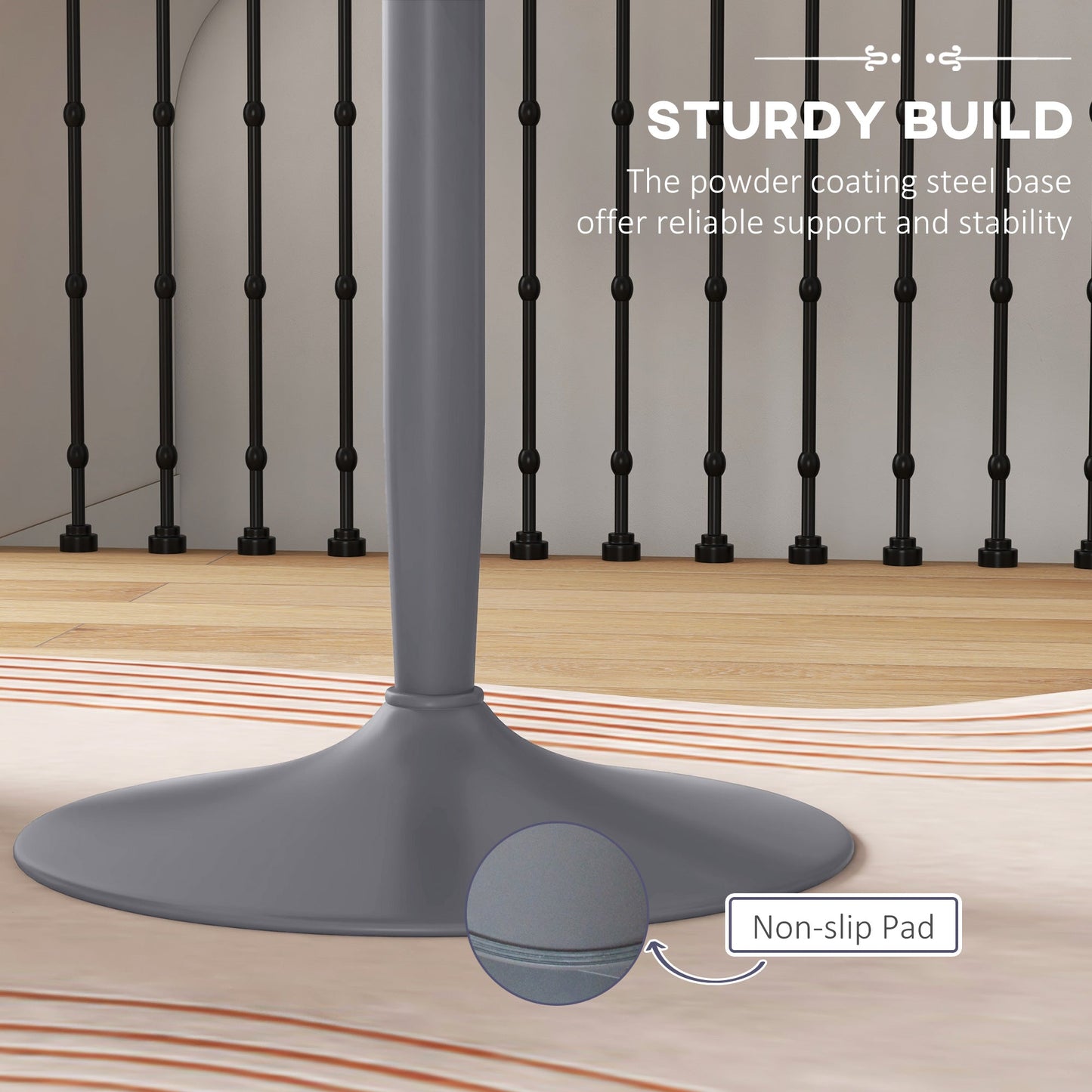 HOMCOM Round Dining Table, Modern Kitchen Table with Steel Base, Non-slip Foot Pad for Living Room, Dining Room, Grey