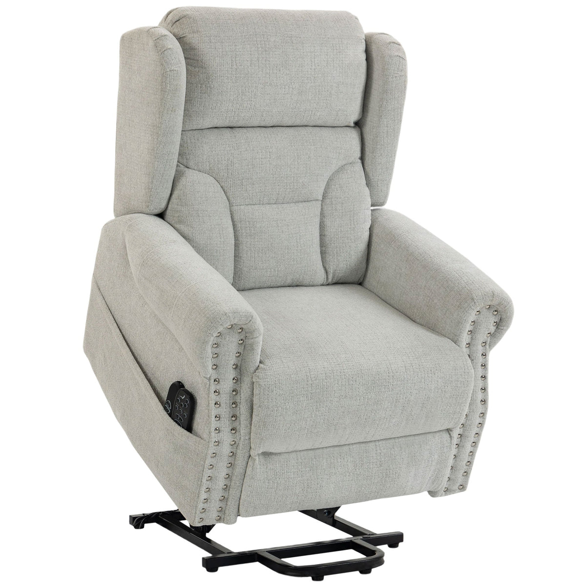 Riser Recliner Chair with Vibration Massage and Heat, Chenille Electric Power Lift Recliner Chair for Elderly with Spring Cushion, USB Port, Plush High Back, Remote, Side Pockets, Light Grey