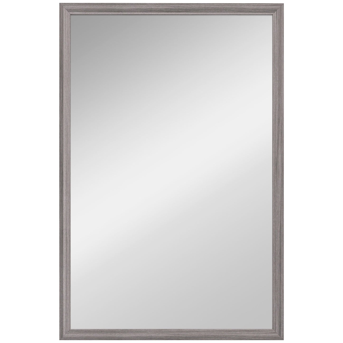 Decorative Rectangular Wall Mirror, 40W x 60H cm Wall-Mounted Bathroom Mirror for Living Room, Bedroom, Hallway, Grey Wood Grain