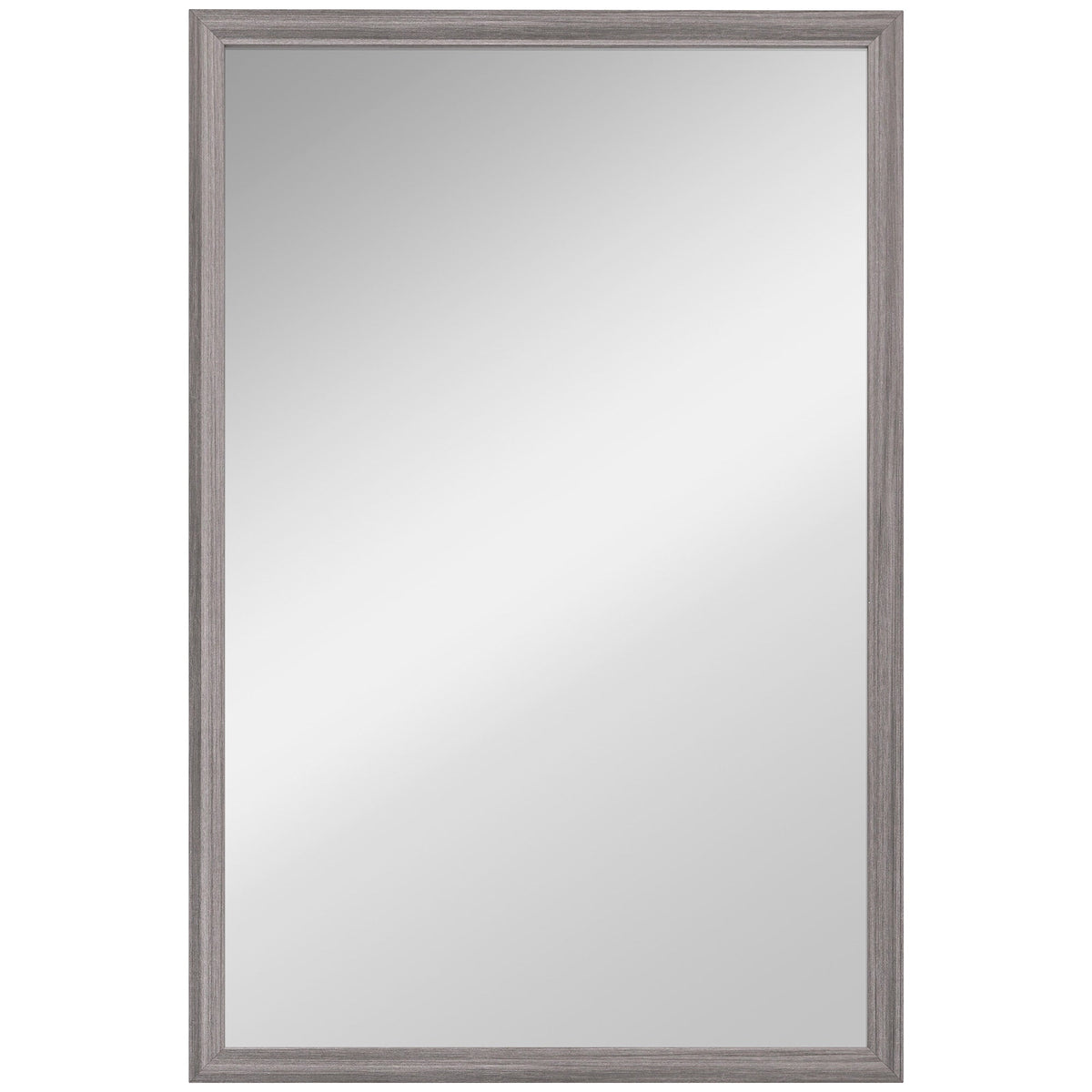 Decorative Rectangular Wall Mirror, 40W x 60H cm Wall-Mounted Bathroom Mirror for Living Room, Bedroom, Hallway, Grey Wood Grain
