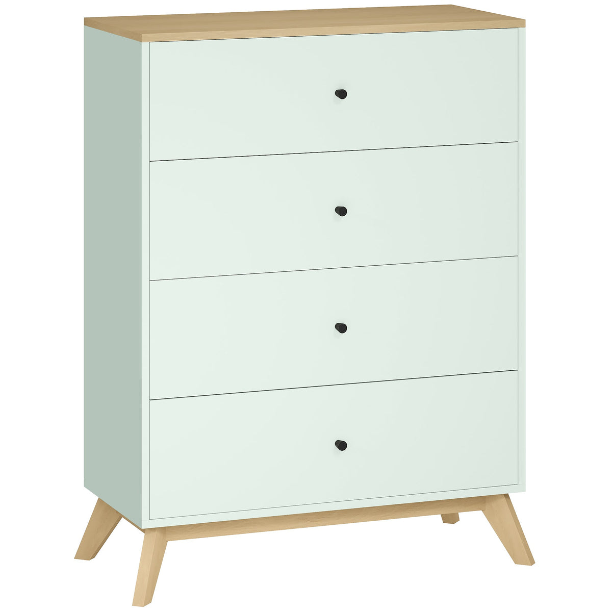 Chest of Drawers, 4 Drawer Storage Cabinet Floor Tower Cupboard for Bedroom Living Room, Light Green and Oak
