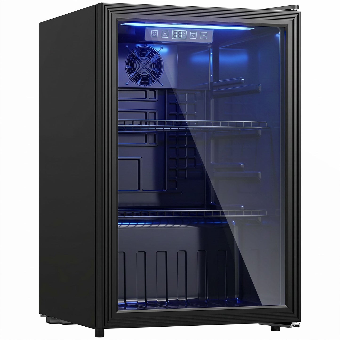 70L Drinks Fridge, 70 Can Under Counter Freestanding Beer Fridge with Double-Layer Glass Door, Wine Cooler with LED Light, Adjustable Shelves, Beverage Cooler for Soda Beer, Home Office
