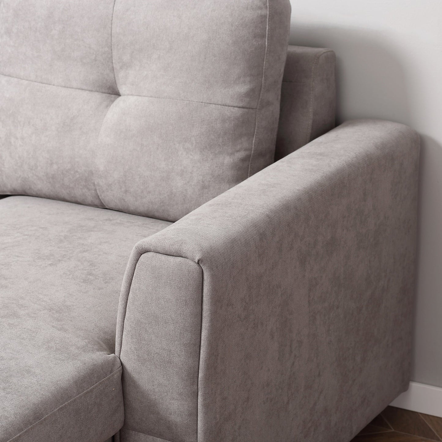 HOMCOM 3 Seater Sofa Bed, L-Shaped Corner Sofa, Pull Out Sofa with Storage, Convertible Click Clack Settee Sectional Sleeper Futon for Living Room, Office, Grey