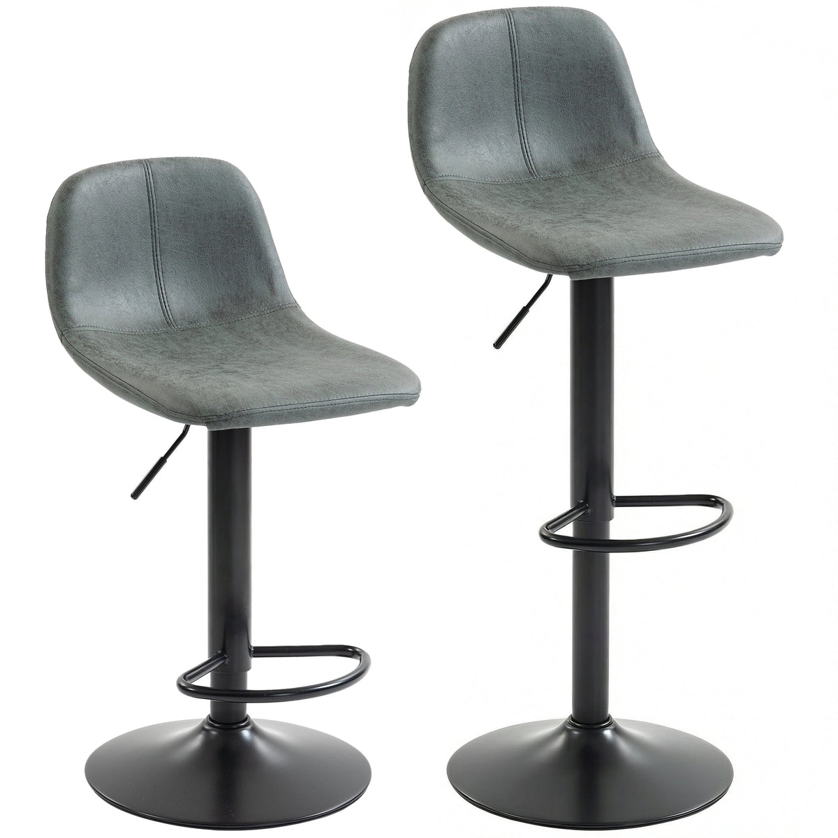 Bar Stools Set of 2, Modern Swivel Barstools, Height Adjustable Breakfast Bar Chairs with Footrest for Kitchen Island and Dining Room, Green
