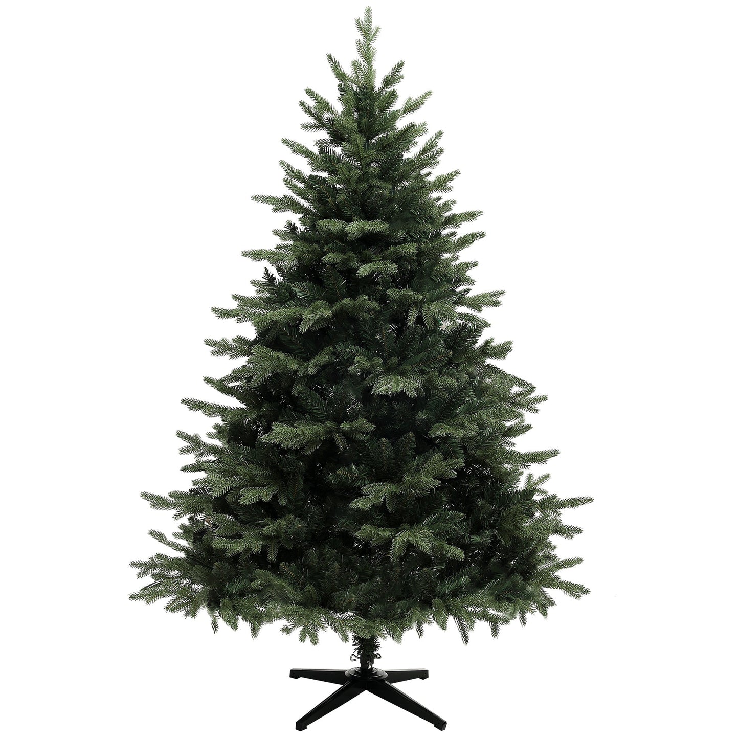 6ft Artificial Spurce Christmas Tree with 1696 Branch Tips and Foldable Steel Base, Realistic Hinged Xmas Tree for Home Office, Green