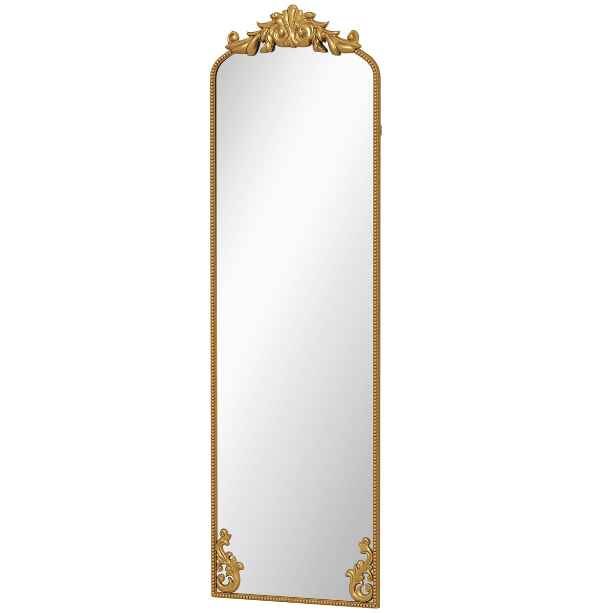 Full Length Mirror, 50 x 160 cm Hanging or Leaning Against Wall Floor Mirror with Baroque Metal Frame for Bedroom, Living Room, Dressing Room, Gold Tone