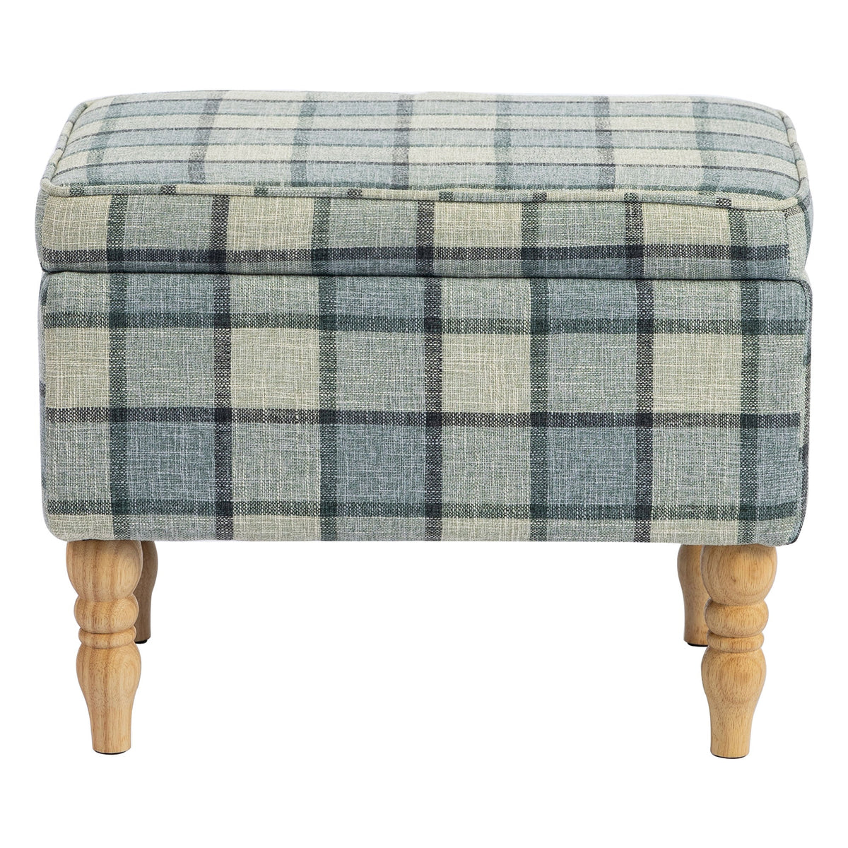 Rectangular Storage Stool, Linen-Look Fabric Upholstered Footstool with Removable Top, Padded Seat and Hidden Space for Living Room, Bedroom, Grey