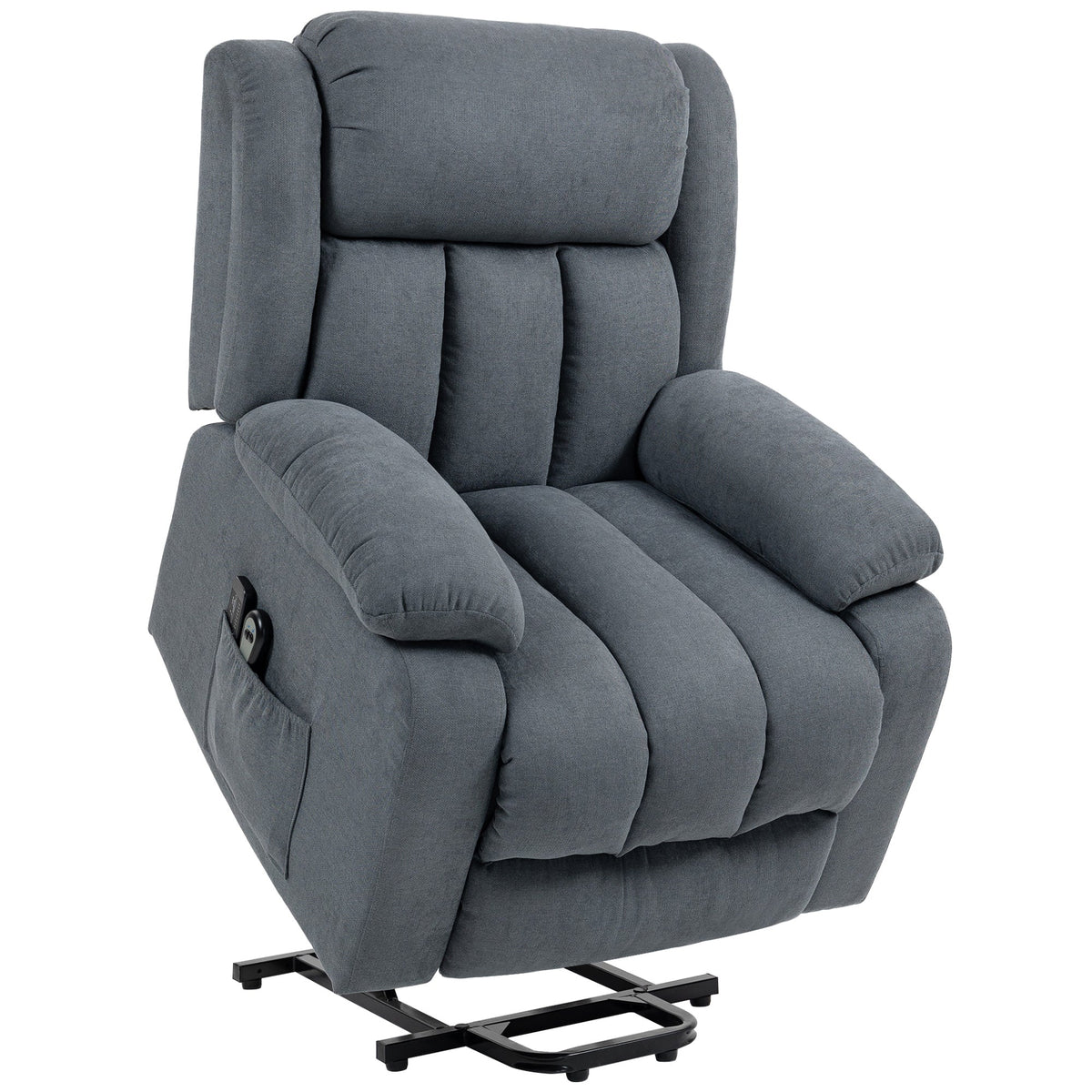 Power Lift Recliner Chair with Massage, Linen Overstuffed Lift Chair for Elderly, Electric Recliner Armchair with Footrest, Remote Control and Side Pocket, for Living Room, Grey