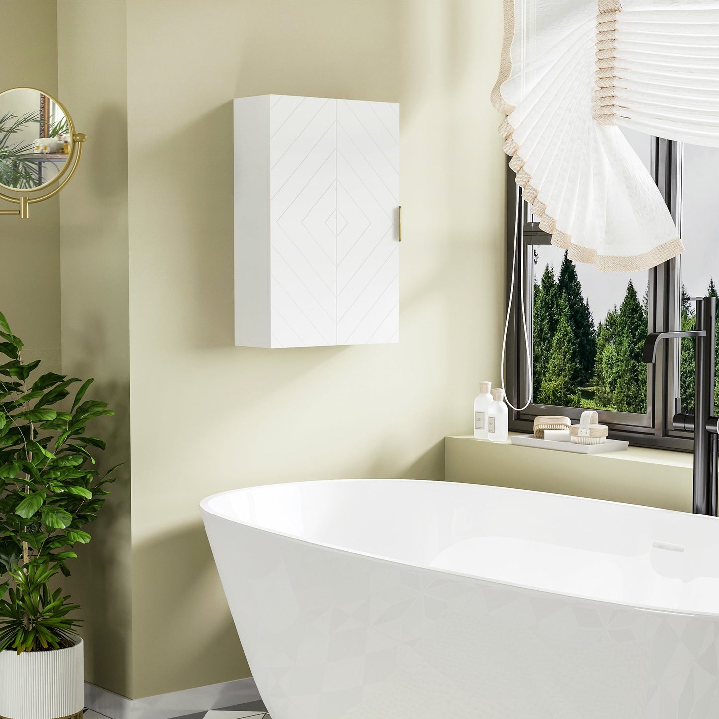 kleankin Bathroom Wall Cabinet, Over Toilet Storage Cupboard with Adjustable Shelves for Hallway, Living Room, White