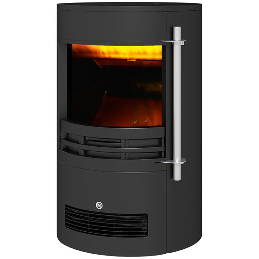 1000W/2000W Freestanding Electric Fireplace, Indoor Heater Fire Stove with Log Burner Effect Flame, Thermostat Control