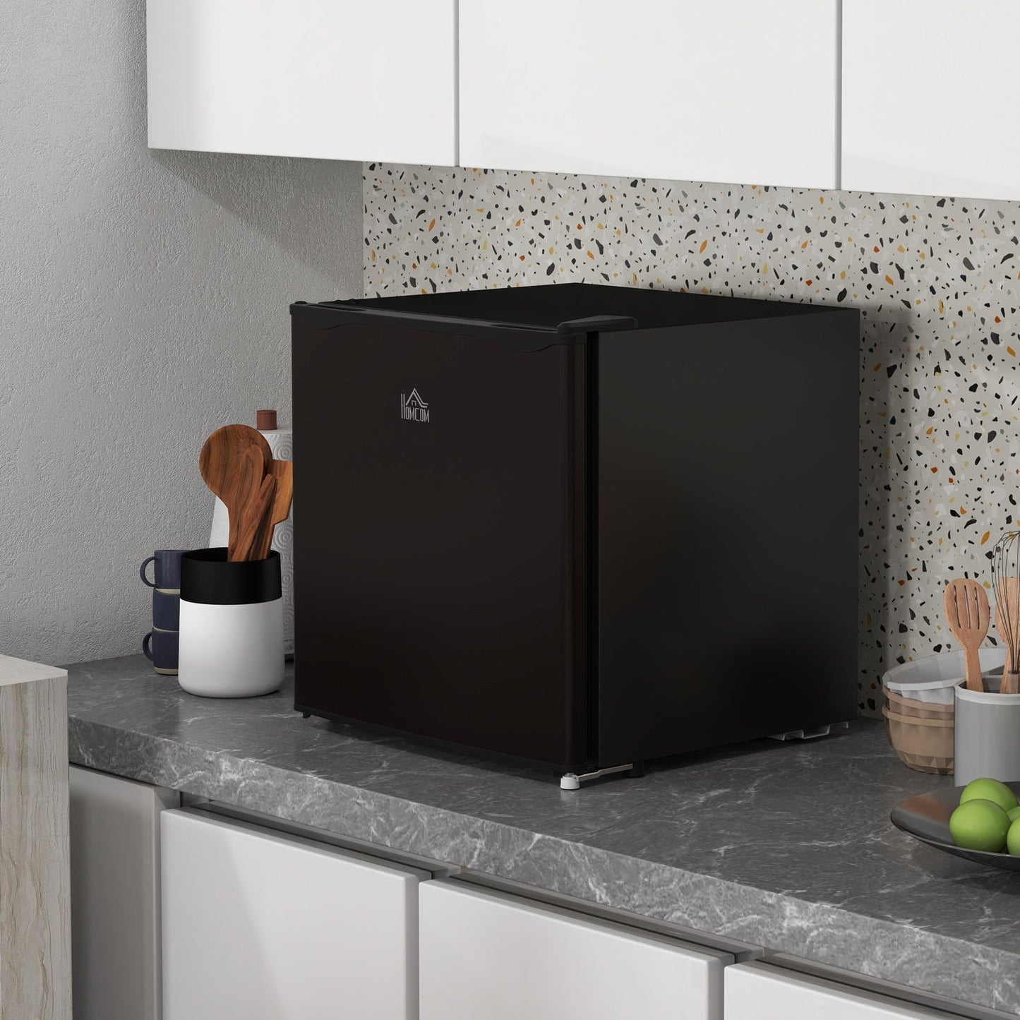 HOMCOM Tabletop Mini Freezer with 35 Litre Capacity, Small Freezer with Reversible Door, Adjustable Temperature and Removable Wire Shelf for Bedrooms, Home Office, Black
