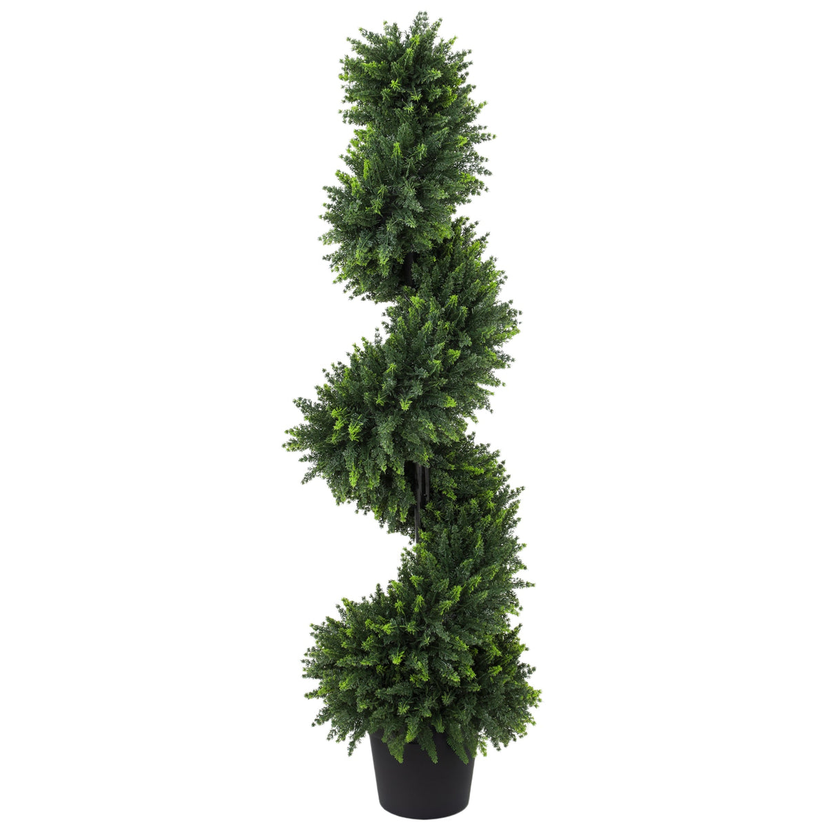 Set of 2 Artificial Spiral Cypress Trees in Pot, 120 cm Tall Fake Plants with 700 Leaves, UV Protection, for Indoors Outdoors Room Office Patio Decor, Deep Green