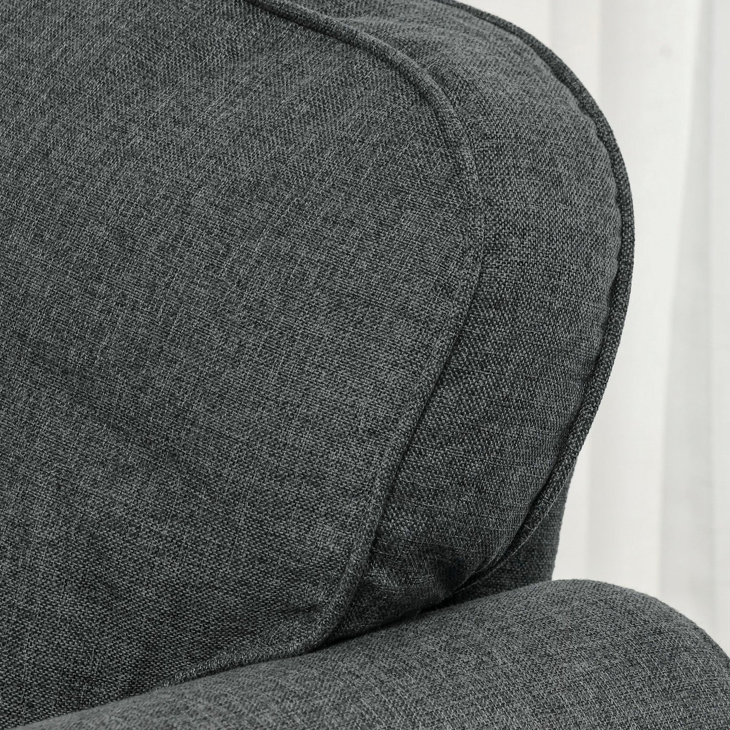 HOMCOM Fabric Accent Chair with Nailhead Trim Rolled Arms and Slatted Wood Frame, Upholstered Lounge Chair for Living Room, Bedroom, Home Office, Charcoal Grey
