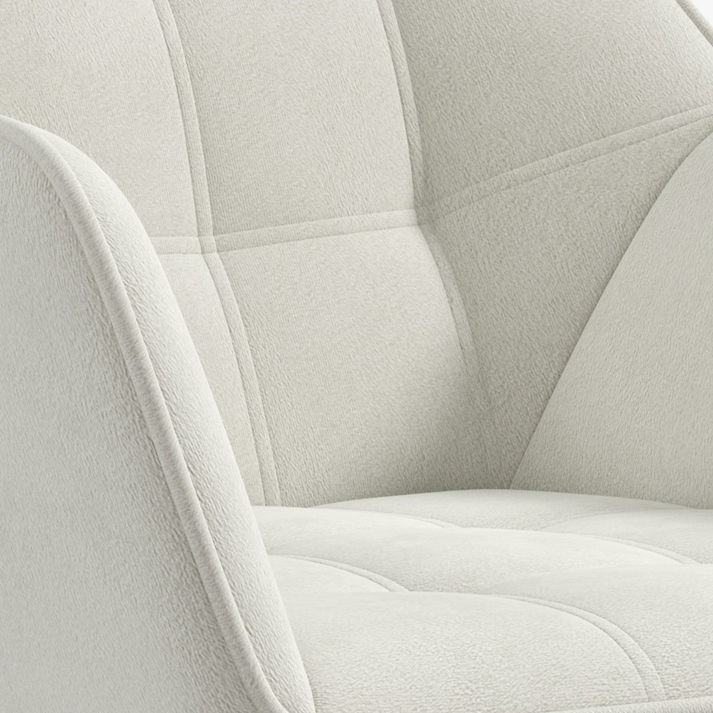 HOMCOM Armchair Accent Chair, Vanity Chair with Wide Arms, Slanted Back, Padding, Metal Frame, Wooden Legs, Home Bedroom Furniture Seating, Cream White