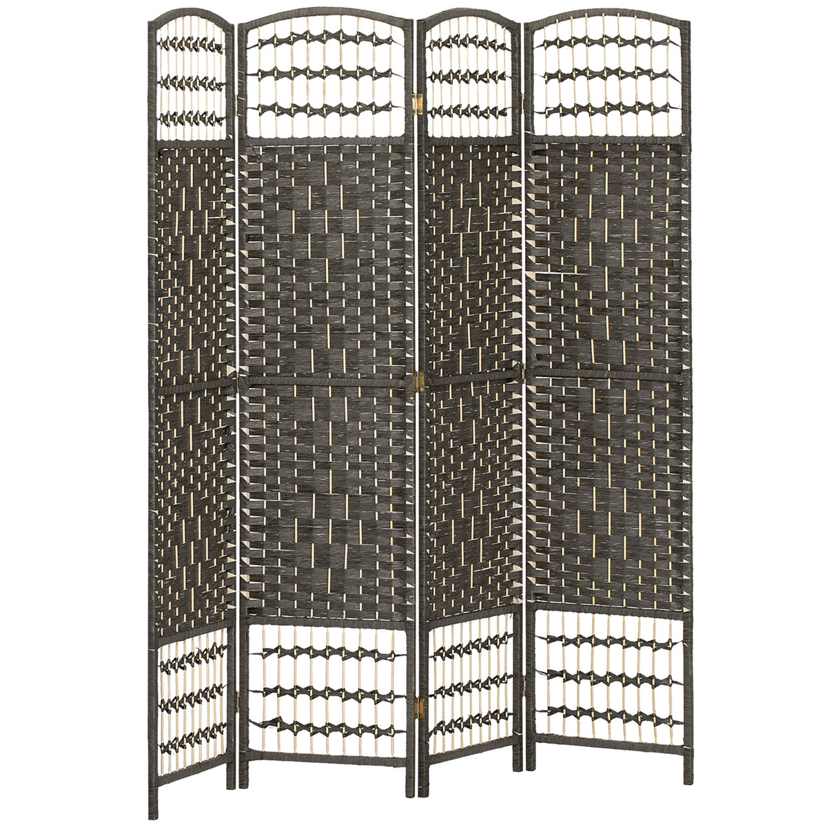 4 Panel Folding Room Divider, Privacy Screen, Freestanding Paravent Partition Separator for Living Room and Office, 160 x 170cm, Dark Grey