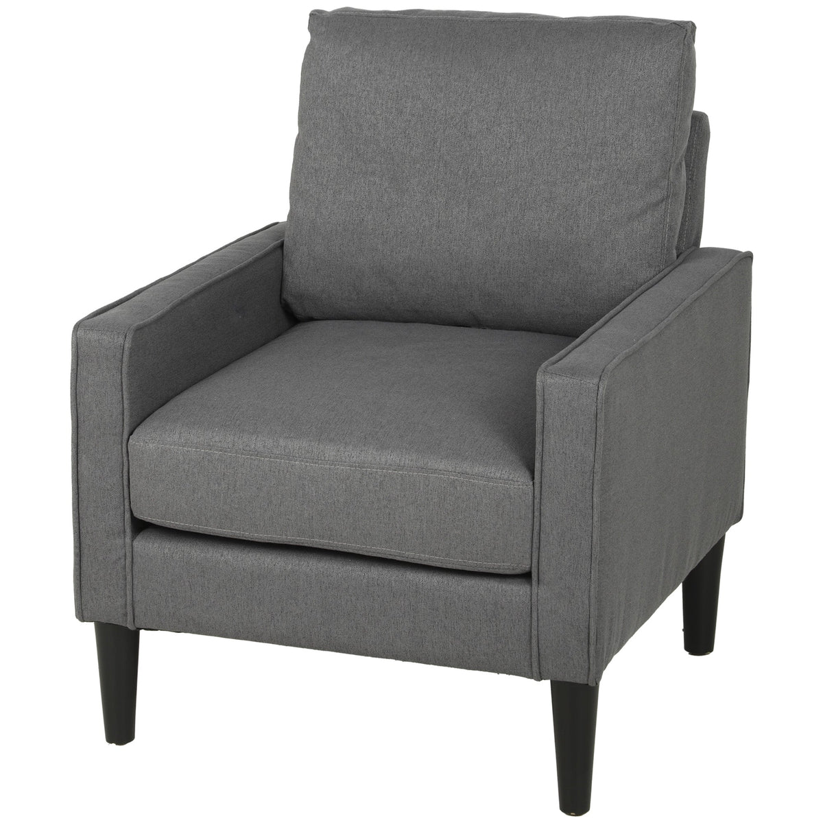 Armchair, Removable Pillow Linen Accent Chair, Comfy Spring Cushion Reading Lounge for Living Room, Bedroom, Study, Dark Grey