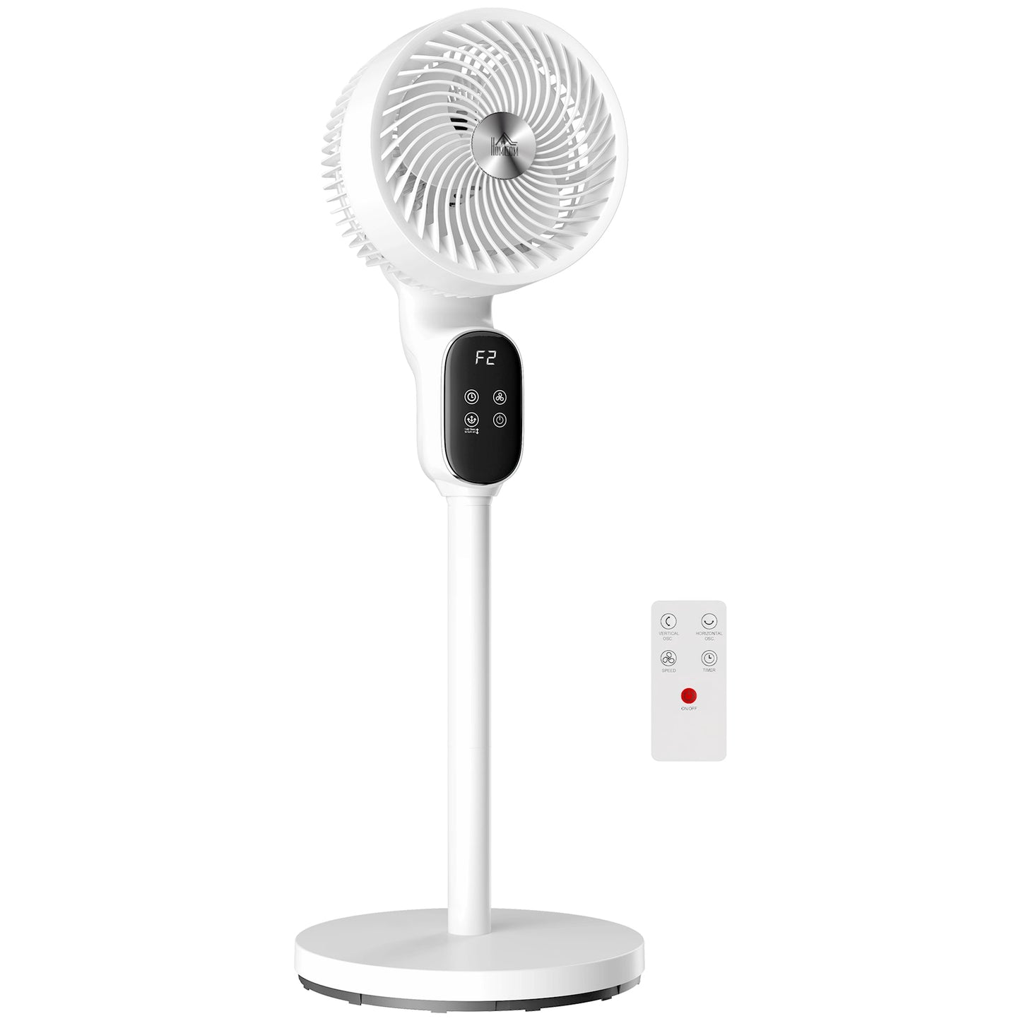 20 dB Silent Standing Fan for Bedroom, 39" Pedestal Fan with Remote, 90° Oscillating, 8 Speeds, Adjustable Height, 12H Timer, Aroma Diffuser, LED Display, White