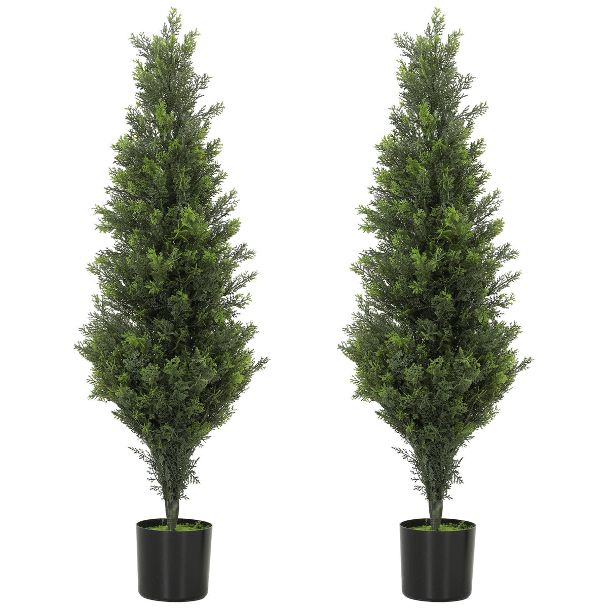 Set of 2 Decorative Artificial Plants Cypress in Weighted Pot, 90cm Tall Fake Plant with 564 Leaves for Home Indoor Outdoor Decor