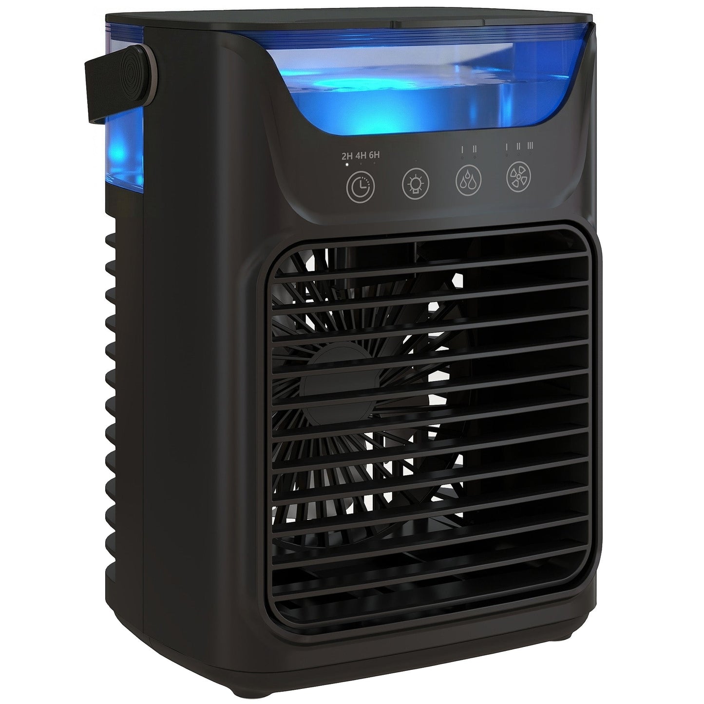 21 cm Desk Fan with Adjustable Head, 3-Speed Table Fan with 700 ml Water Tank, Small Fan with RGB Light for Bedroom, Home Office, Black