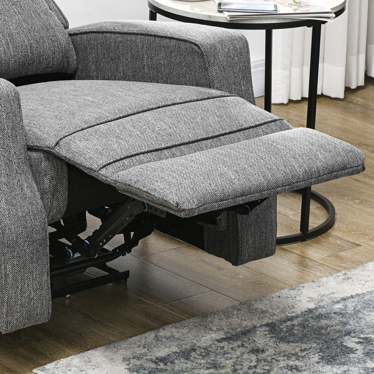 HOMCOM Electric Fabric Recliner Armchair, Reclining Chair with Adjustable Leg Rest, USB Port, for Limited Space Home Living Room, Charcoal Grey