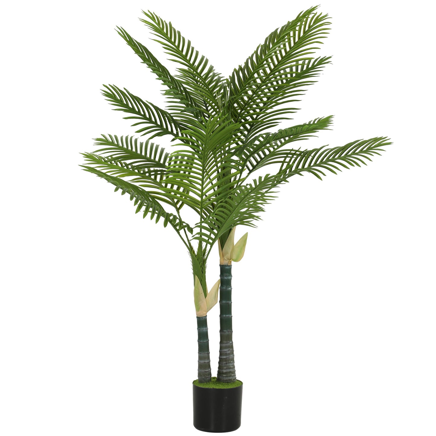 150cm Artificial Palm Tree with 16 PEVA Leaves in Pot, Decorative Artificial Plant with UV-resistant and Moss Effect, Fake Plant for Home Office Decor, Green