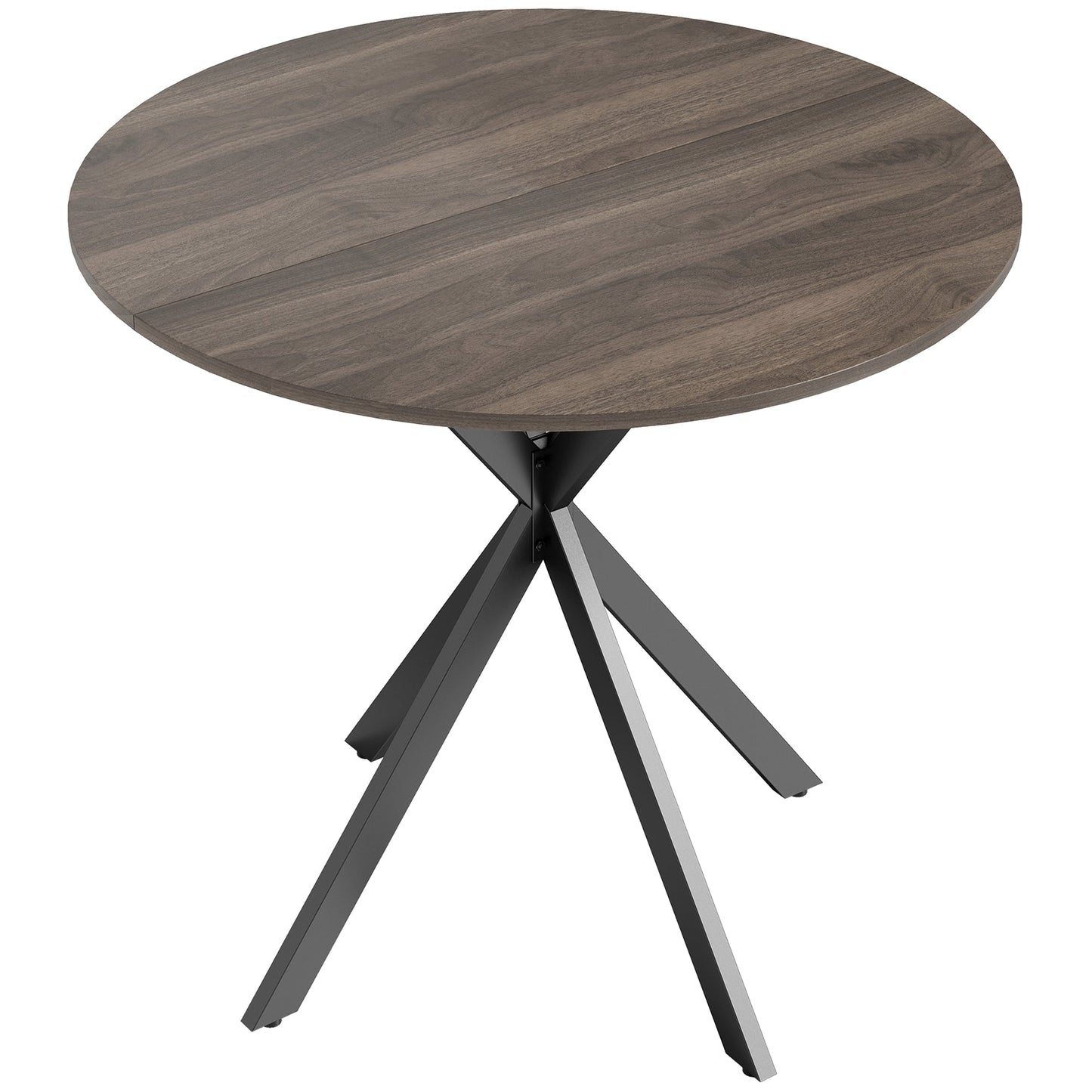 80cm Round Dining Table, Industrial Kitchen Table with Cross Steel Legs for Dining Room, Kitchen, Living Room, Brown