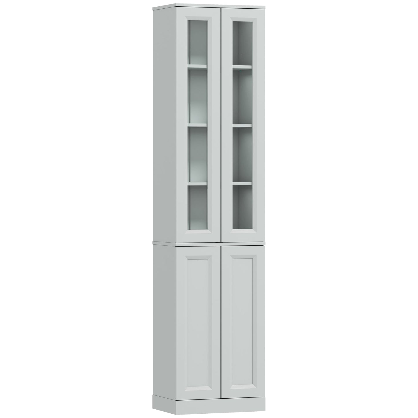 Tall Bathroom Storage Cabinet, 6-Tier Slim Freestanding Bathroom Cabinet with Adjustable Shelf, 4 Soft-Close Doors, Storage Unit for Small Space, 38 x 26 x 160 cm, Dusty Blue