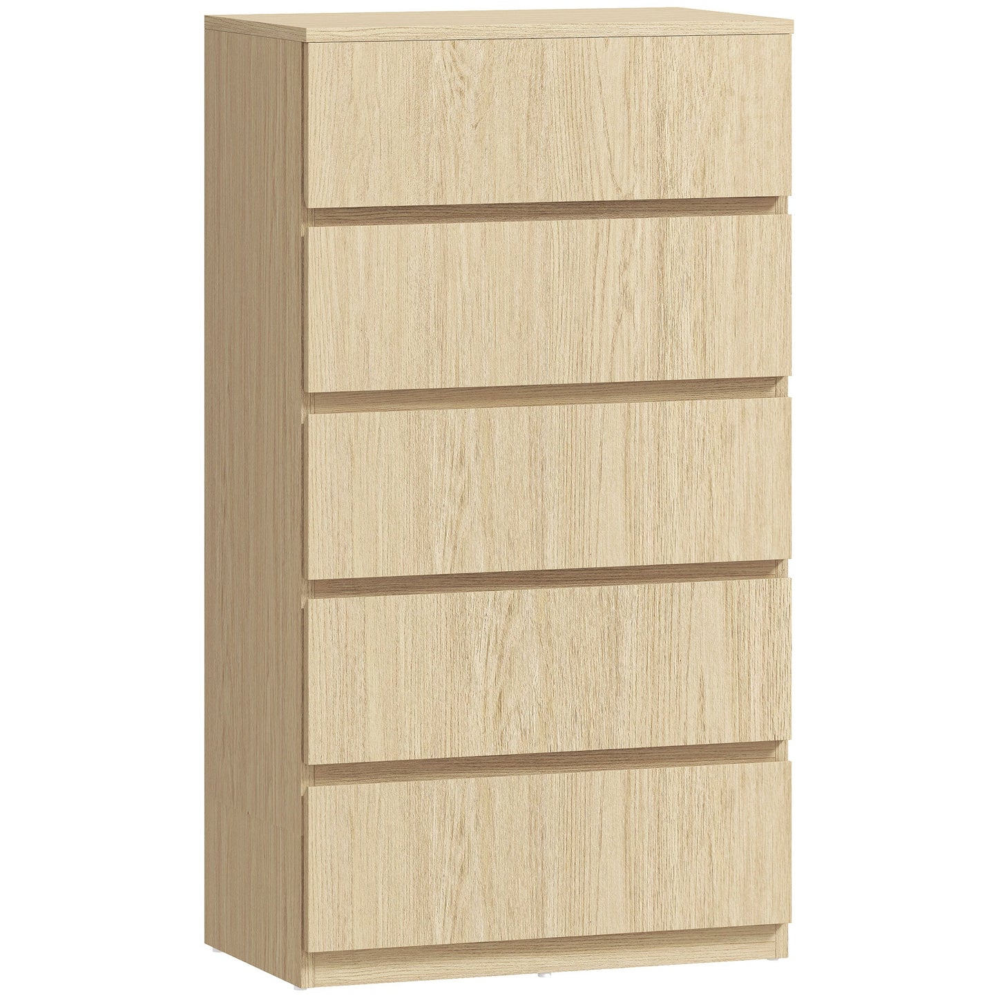 Chest of Drawers, 5 Drawers Storage Cabinet Floor Tower Cupboard for Bedroom Living Room, Natural Wood