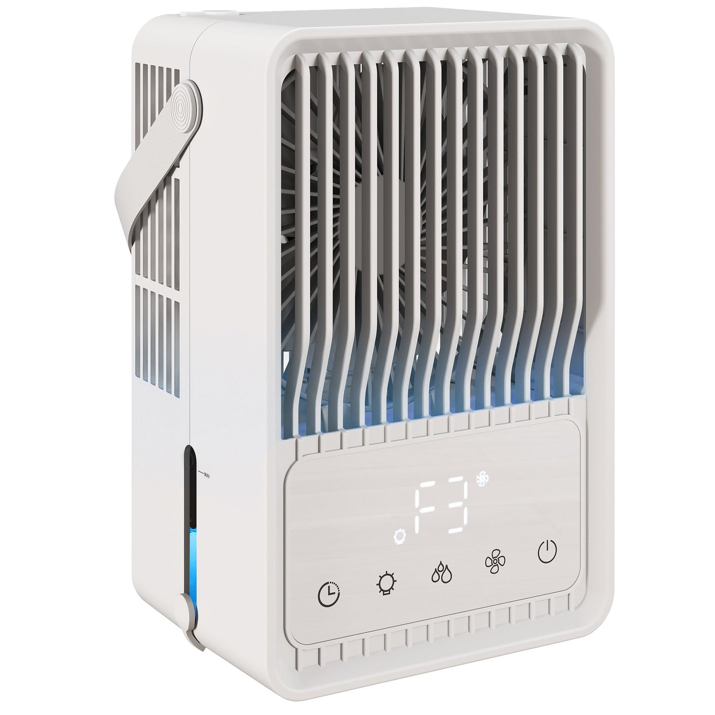 23.2 cm Desk Fan with Humidifier, 3-Speed Table Fan with 550ml Water Tank, Small Fan with RGB Light for Bedroom, Home Office, White