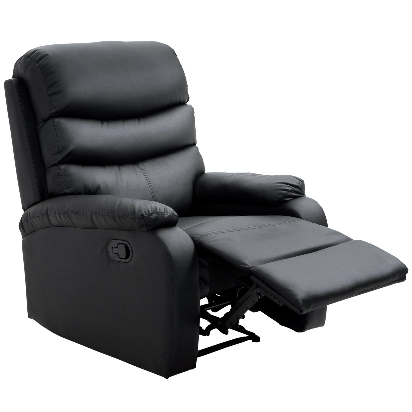 HOMCOM Recliner Armchair, PU Leather Reclining Chair with Adjustable Leg Rest, for Home Living Room Theater, Black
