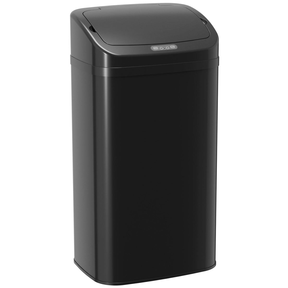 48L Sensor Bin, Galvanised Steel Kitchen Bin with Automatic Soft Close Lid and Fingerprint-Proof for Recycling and Waste, Black