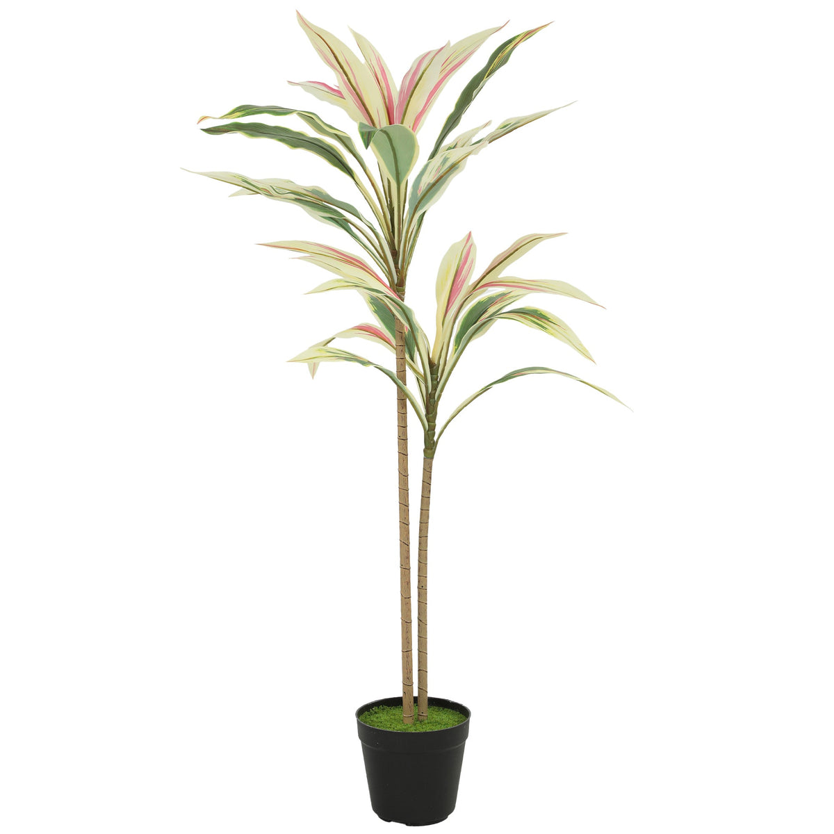 Artificial Cordyline Tree, 90 cm Fake Cordyline Tree with 29 Leaves, Realistic PEVA Faux Plant in Moss Effect Pot for Home Indoor Outdoor Decor, Yellow