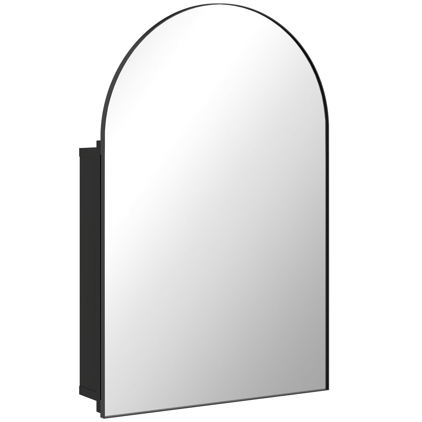 Arched Bathroom Mirror Cabinet, Bathroom Wall Cabinet with Mirror and Storage Shelves, 50 x 76 cm, Black