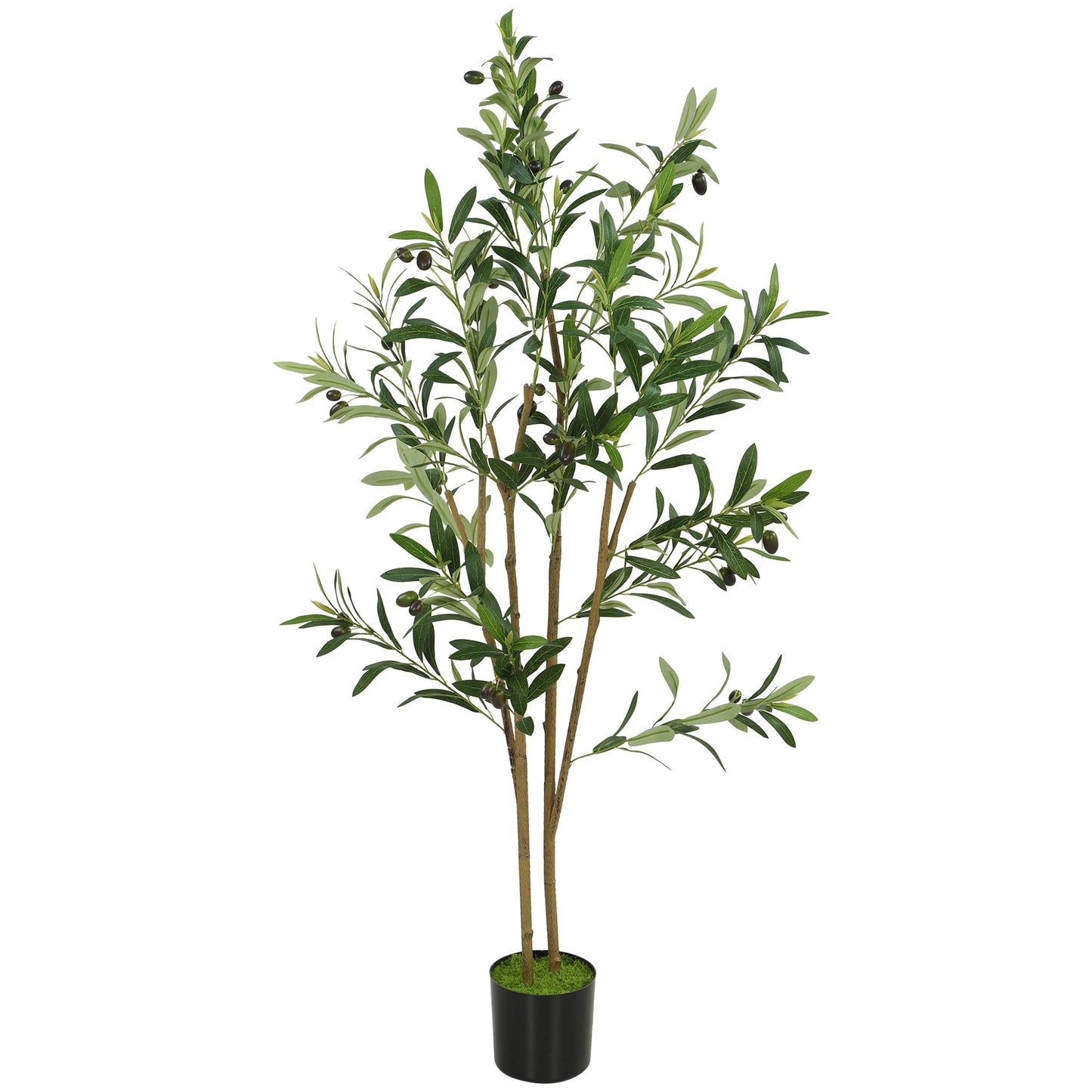 120 cm Decorative Artificial Plant, Silk Olive Tree with 303 Leaves in Cement Pot, Fake Plant for Home, Office, Living Room, Indoor Decor