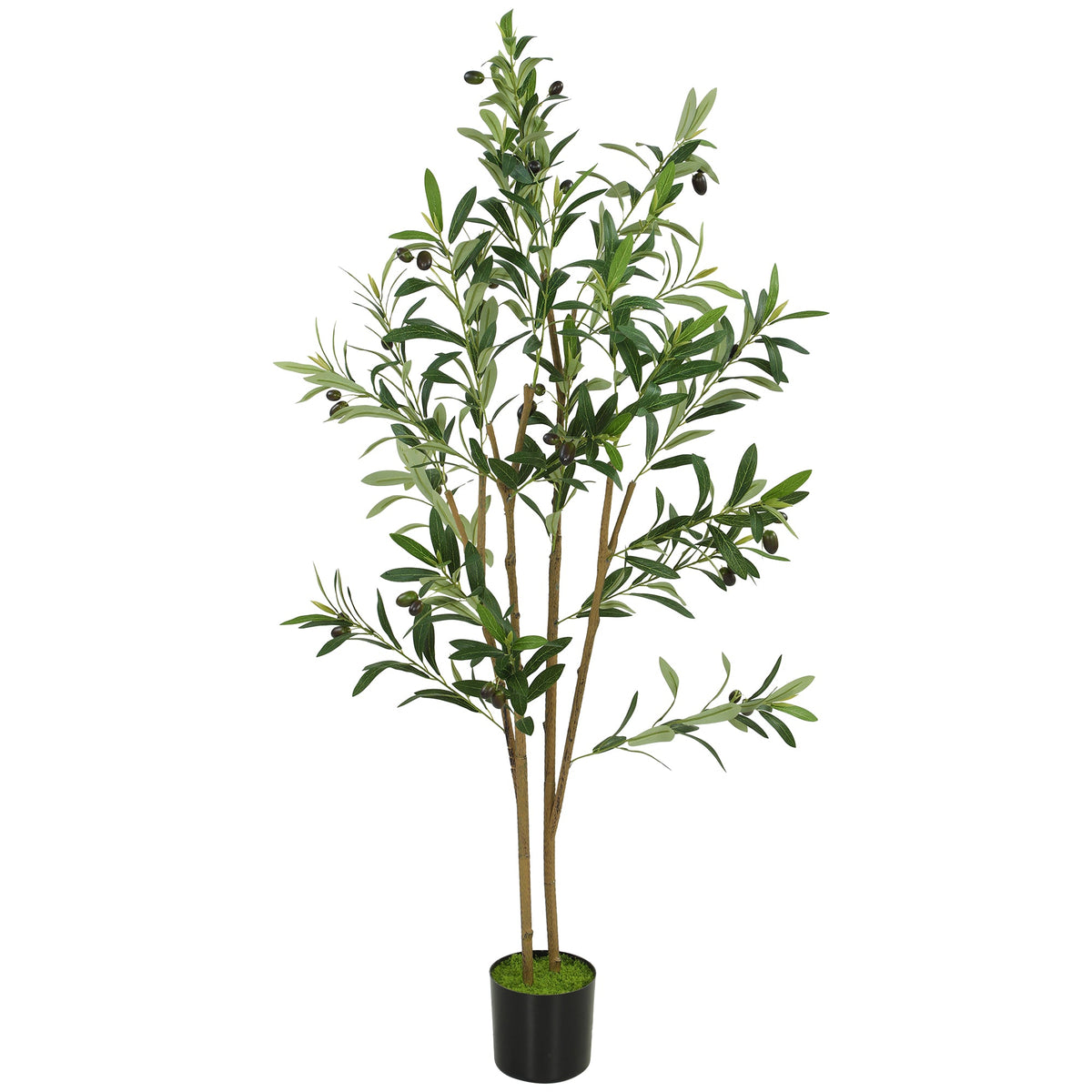 120 cm Decorative Artificial Plant, Silk Olive Tree with 303 Leaves in Cement Pot, Fake Plant for Home, Office, Living Room, Indoor Decor