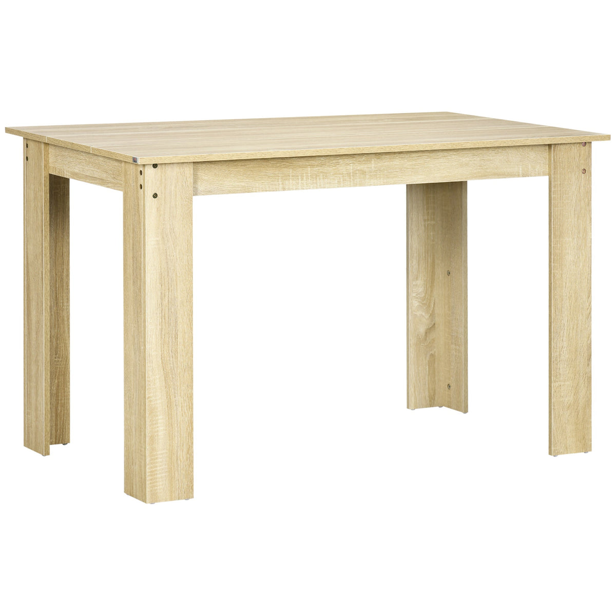 Dining Table for 4 to 6, 120W x 69D x 75H cm, Modern Kitchen Table with Wood Effect Tabletop for Dining Room, Kitchen, Living Room, Oak