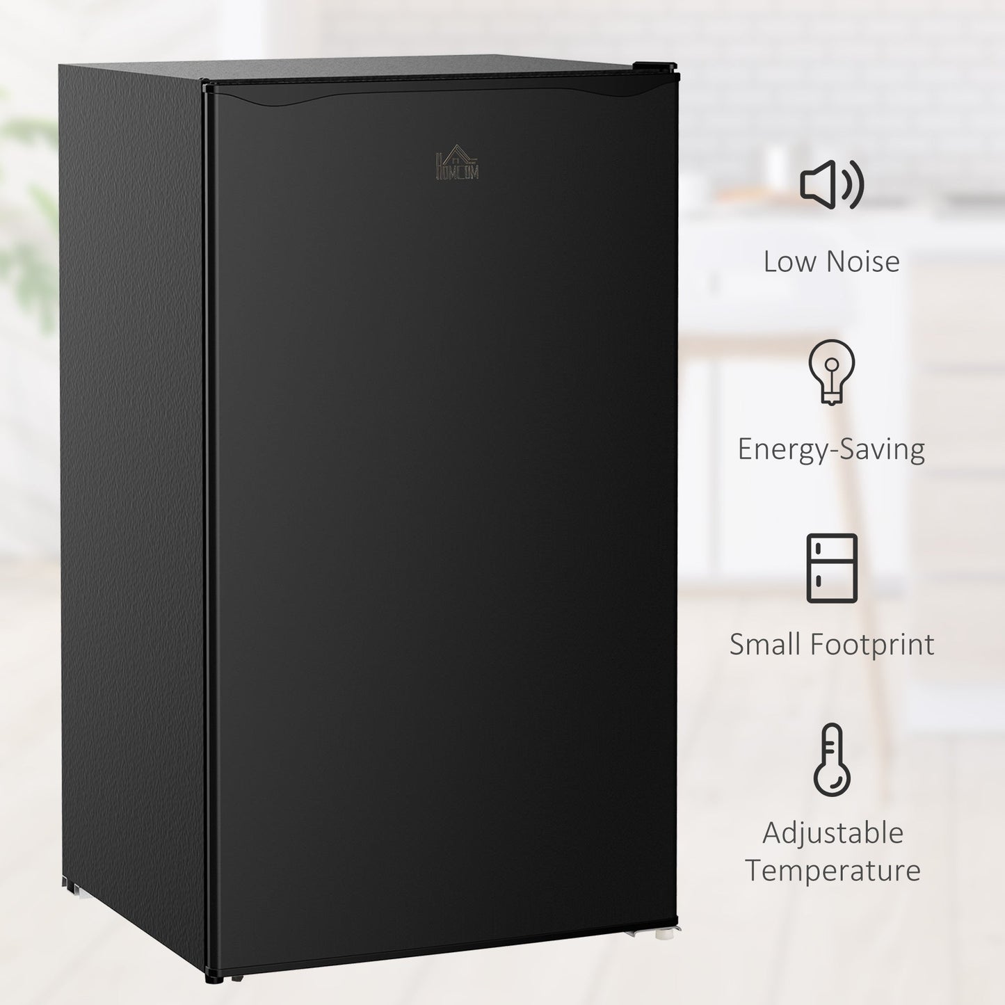 HOMCOM 91 Litre Freestanding Under Counter Fridge Freezer with Chiller Box, Reversible Door, Adjustable Thermostat, 47.5cm Wide,Black