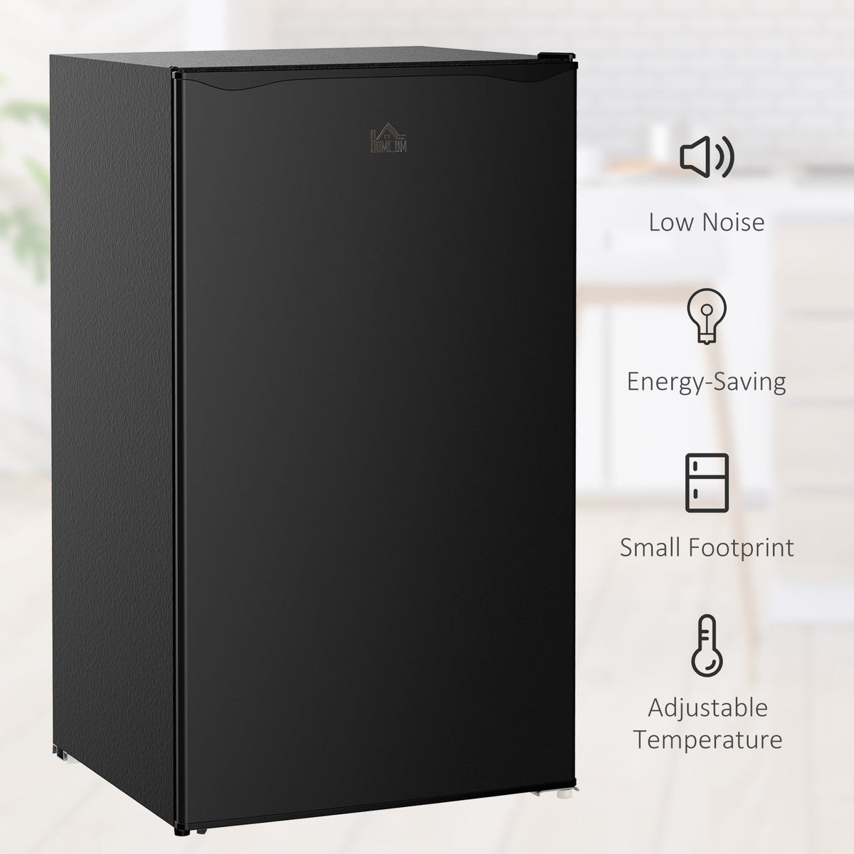 HOMCOM 91 Litre Freestanding Under Counter Fridge Freezer with Chiller Box, Reversible Door, Adjustable Thermostat, 47.5cm Wide,Black