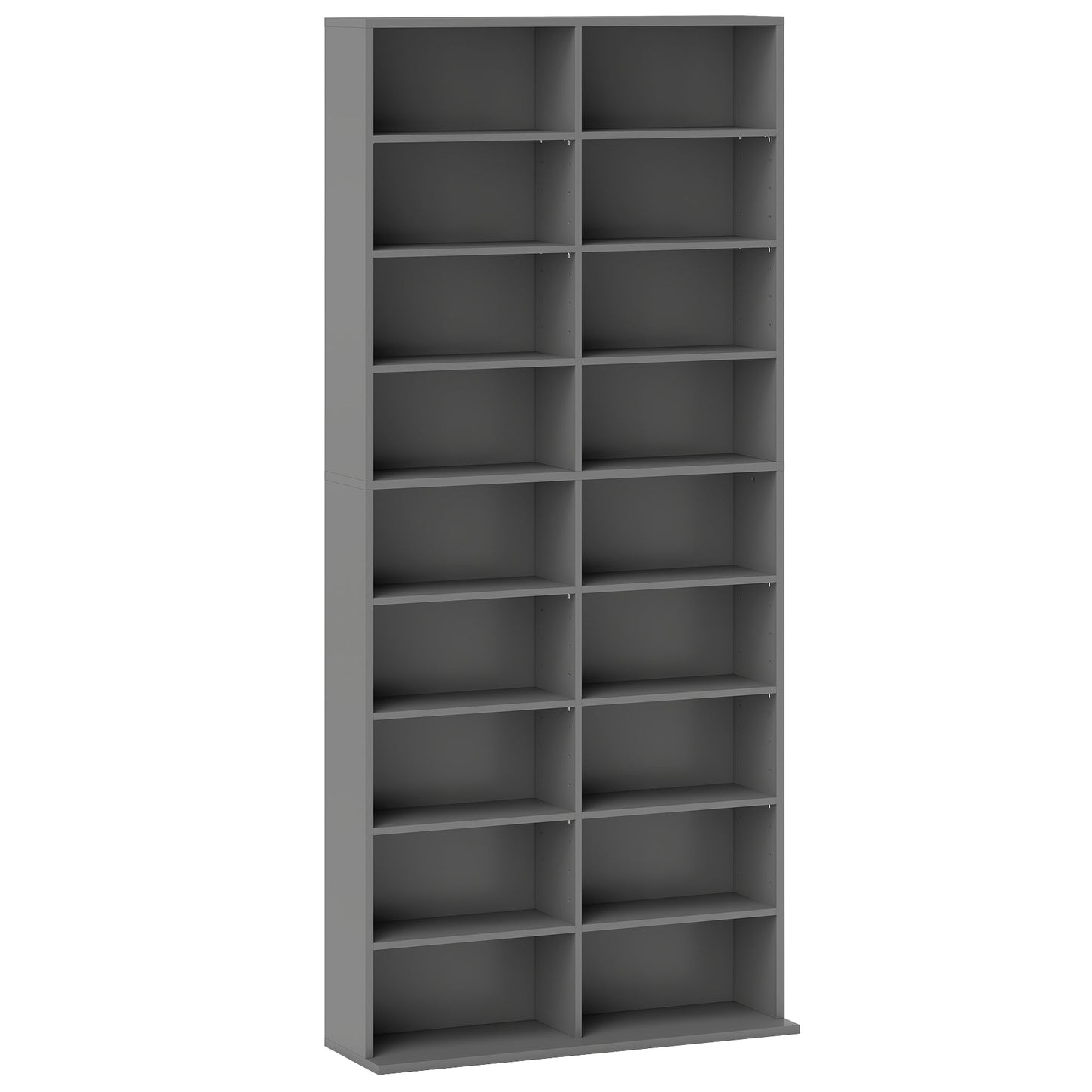 640 CD/360 DVD Storage Unit, Blu-ray Media Storage Shelf with 18 Compartments and 14 Adjustable Shelves, CD Tower for Living Room, Bedroom, Office, Grey