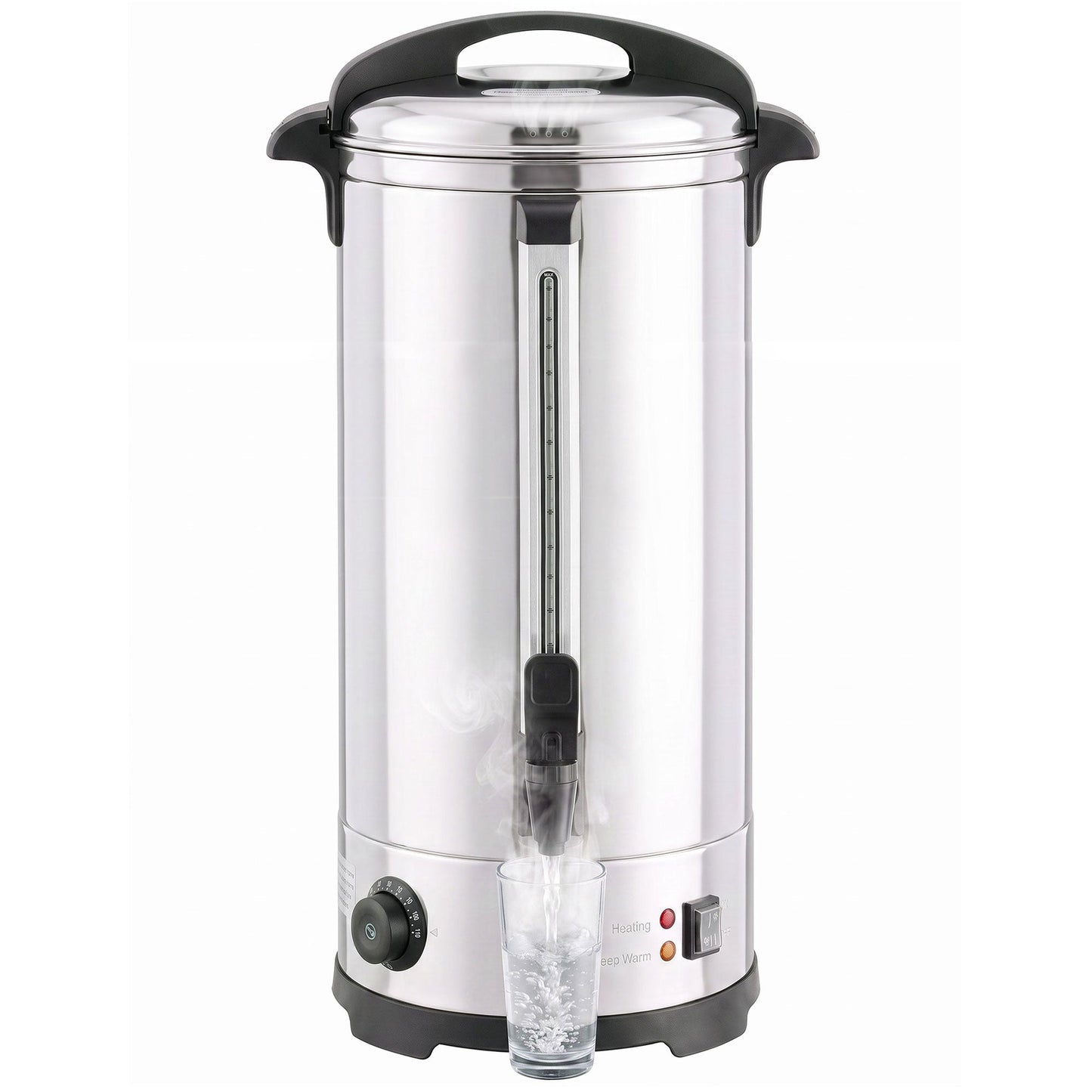 24L Catering Urn, 2500W Hot Water Boiler Dispenser with Thermostat, Stainless Steel Tea Urn Kettle with Keep Warm Function, Adjustable Temperature and Easy Pour Tap for Home Office Parties