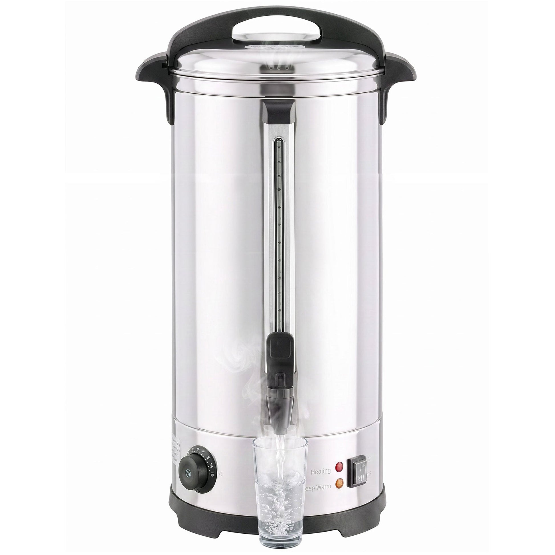 24L Catering Urn, 2500W Hot Water Boiler Dispenser with Thermostat, Stainless Steel Tea Urn Kettle with Keep Warm Function, Adjustable Temperature and Easy Pour Tap for Home Office Parties